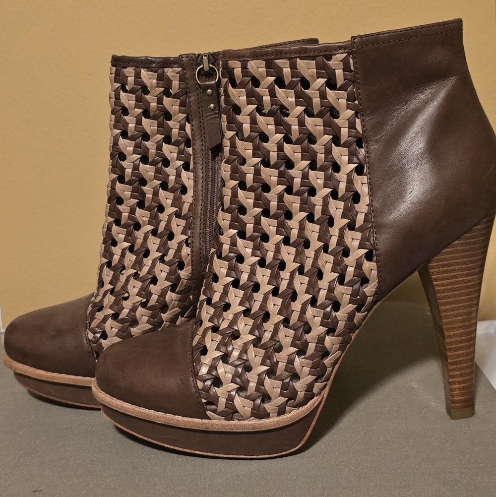 UGG Dark Brown Woven Heeled Boots